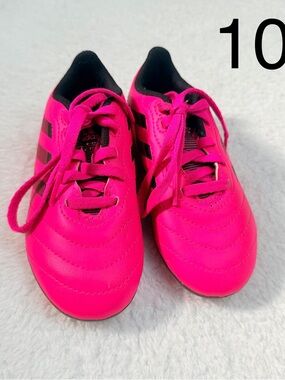 adidas Hot Pink and Black Youth Soccer Shoes 10